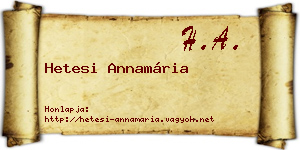 Hetesi Annamária névjegykártya